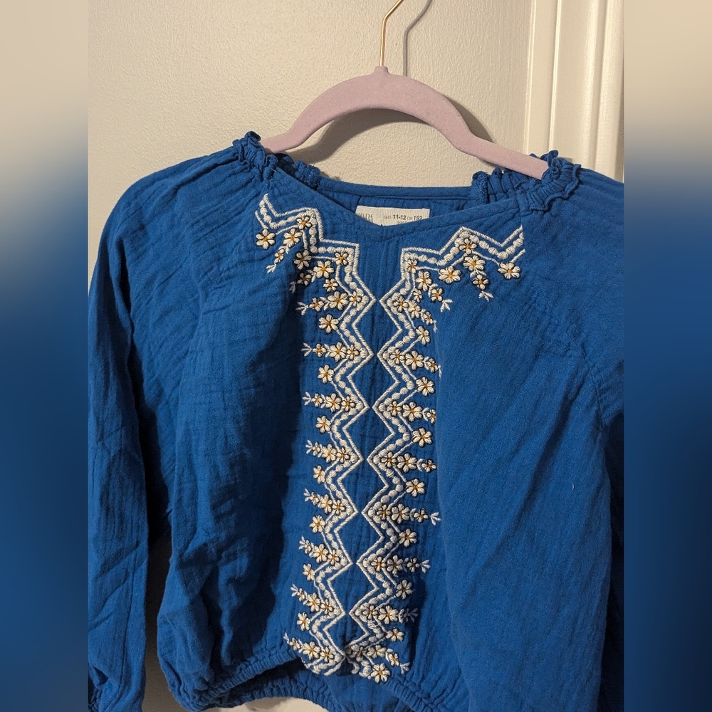 Zara Girl Embroidered blouse/ 11/12 years - Picture 2 of 5